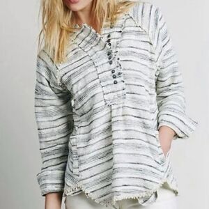 Free People Tweed Hideaway Oversized Henley Top Sz S